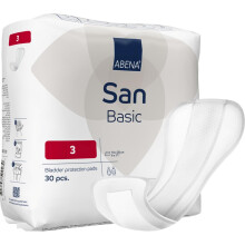 ABENA Basic San 3, 300ml, Pack of 30, 28x10cm, Incontinence Pads for Men & Women, Breathable, Discreet Shaped Pads for Light Bladder Weakness, Fast A