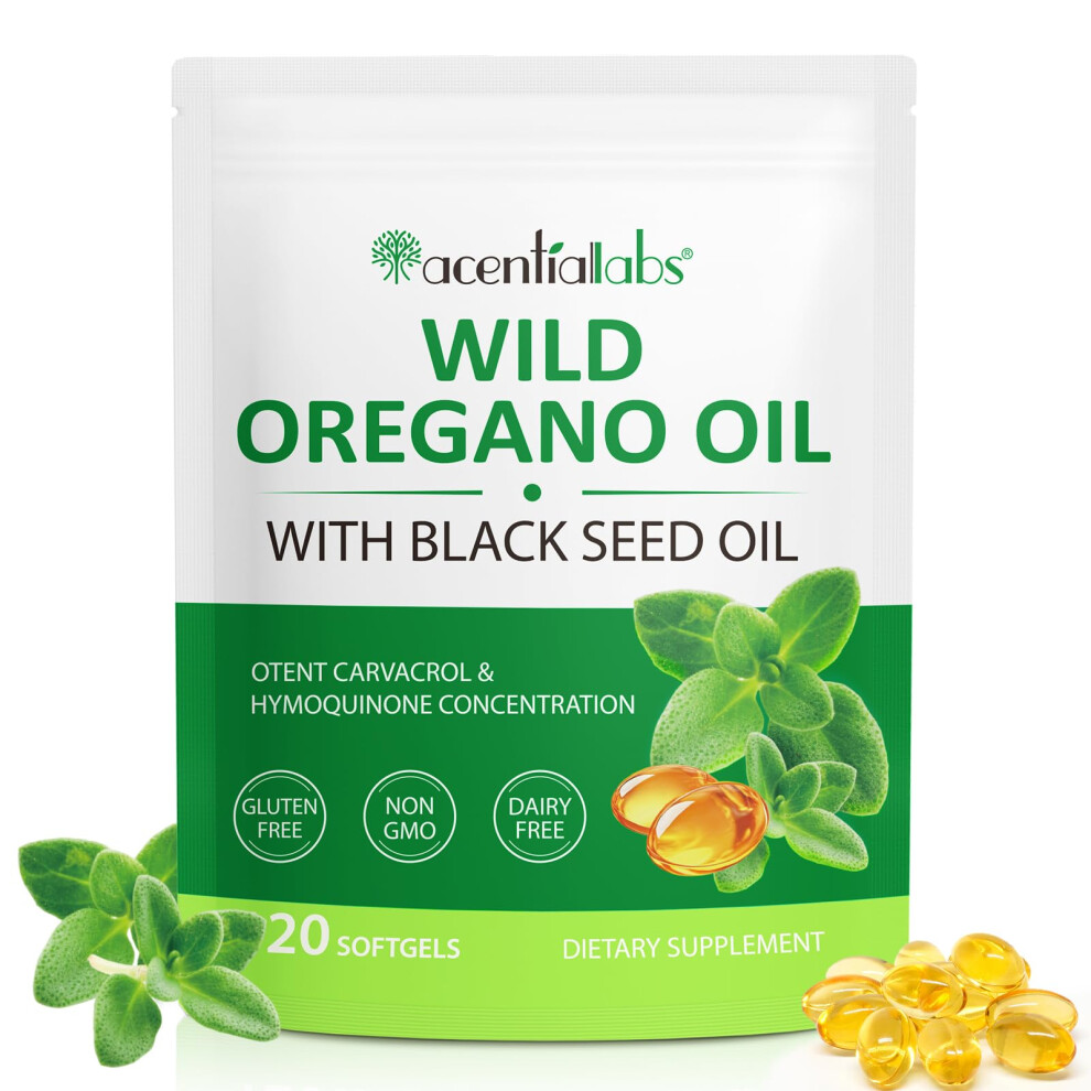 Gmolarsusco Oregano Oil Softgels Â 2 In 1 Formula With Black Seed Oil | 6000Mg High Strength Oregano Supplement + 200Mg Black Seed | Standardised Carvacrol | Ea