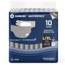 SUNKISS Masterpiece Adult Diapers with Ultimate Absorbency, Unisex Disposable Incontinence Briefs with Tabs for Women and Men, Odor Control, Overnigh