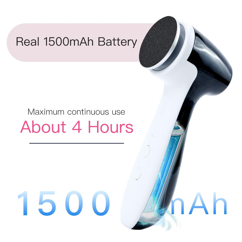 Aprelm Rechargeable Electric Foot Callus Remover With 3-Sizes 120Pcs Sandpaper Discs, Professional 1000Rpm 3-Speed Control Electric Foot File (E7 Bla