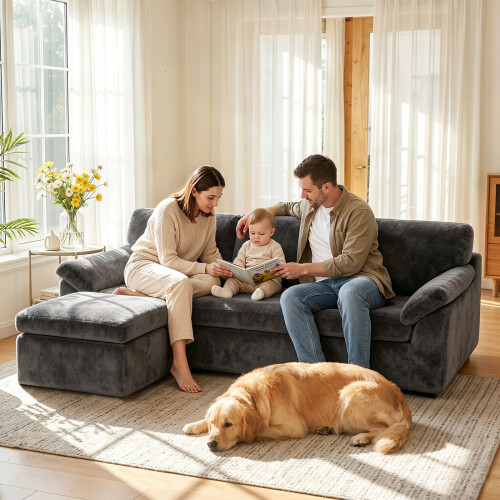5-Seater U-Shaped Modular Cloud Sofa, Sectional Couch,Grey 1