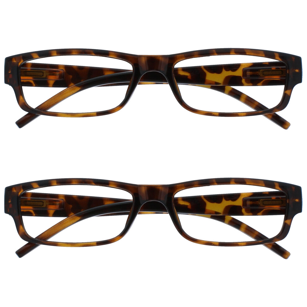 Opulize The Reading Glasses Company Brown Tortoiseshell Lightweight Comfortable Readers Value 2 Pack Mens Womens Rr32-2 +3.00