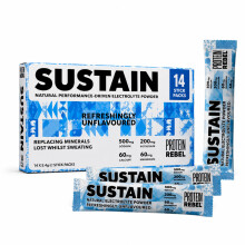 Sustain Natural Electrolyte Powder Sachets for Running (14 Pack), Sugar Free Hydration - Light Unsweetened Flavour, Easy on the Stomach - Rehydration