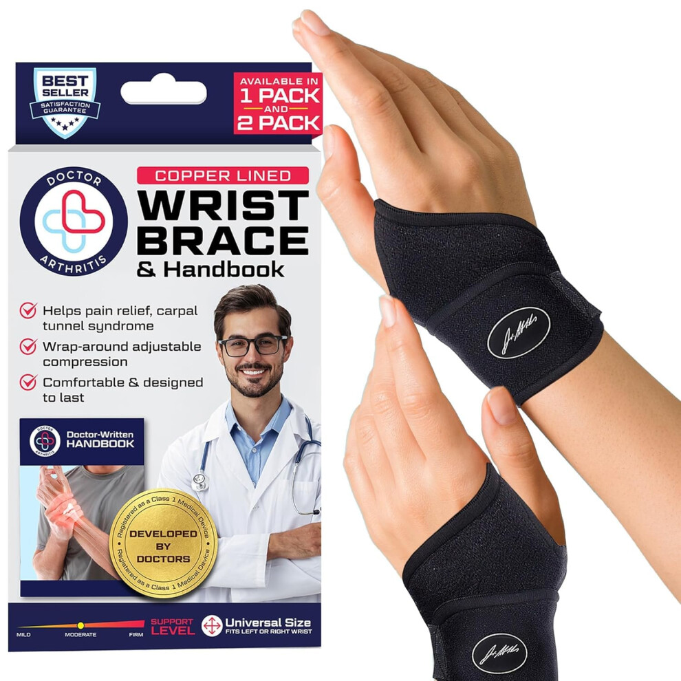 Dr. Arthritis Dr.arthritis Doctor Developed Premium Wrist Supports & Doctor Handbook - Neoprene & Nylon Carpal Tunnel Wrist Splint - Hand & Wrist Braces -, For Inj