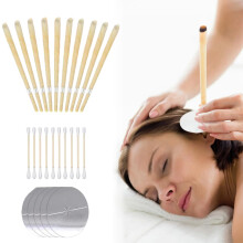 Ear Candles, 10 Pcs Natural Beeswax Ear Candles Kit, Beeswax Hopi Ear Candles for Blocked Ears with 5 Protective Disks+10 Cotton Swab