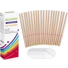 Natural Ear Candles 20 Pcs, Aucenix Beeswax Ear Wax Candles, Hopi Ear Candle with Protector Disks