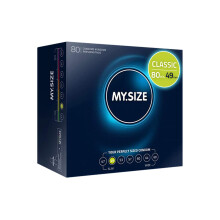 MY.SIZE Classic Condoms Size 2 I 49 mm Width I 80 Pieces mega Pack I Premium Extra Thin I Kondoms True to Touch Gossamer I Thin 0.07 mm wall Thicknes