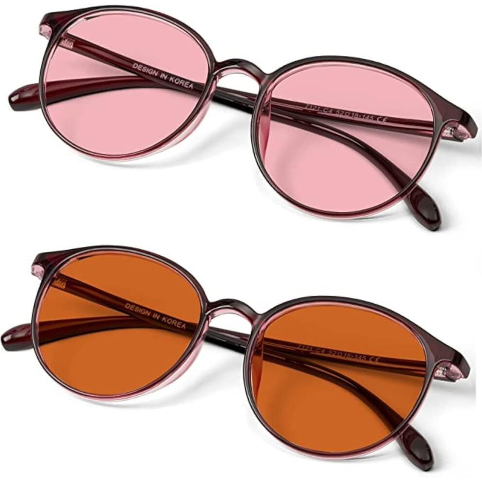 Braddell Optics Migraine Anti Blue Fl-41 Rose Indoor & Fl-60 Brown Outdoor Glasses For Light Sensitivity, Led Fluorescent Lighting Glare & Photophobi