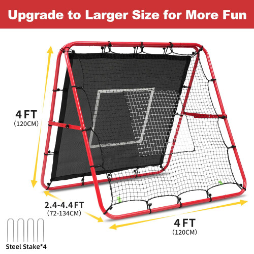BAGAIL Double Sided Rebounder Net, Football Nets, Red 1