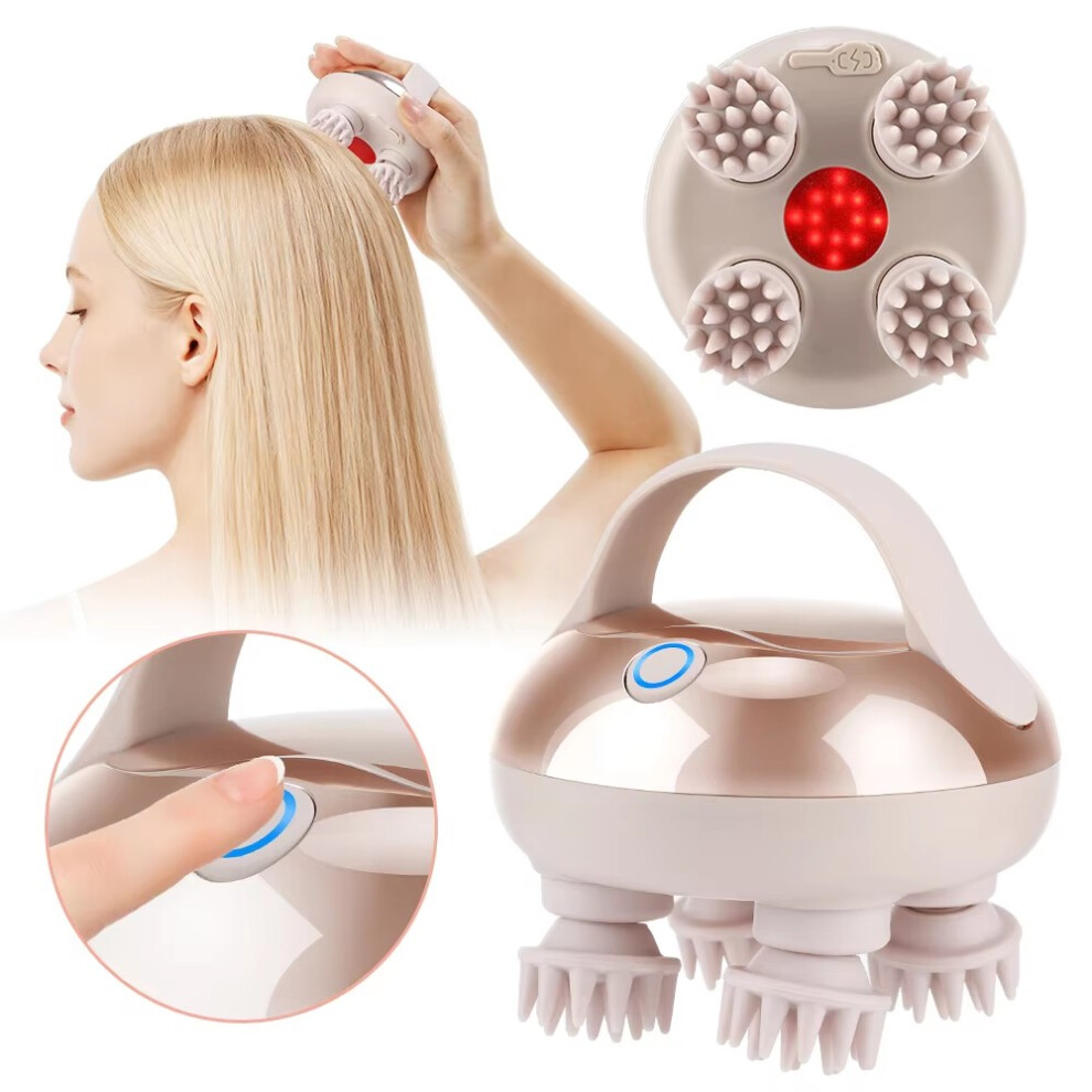 Stoyotu Handheld Electric Head Massager Rechargeable Red Light Head Scratcher Scalp Kneading Stress Relax Body Cat Massage Waterproof