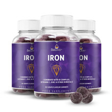 Iron Gummies Supplement with Vitamin C, A, Vitamins B Complex, Folate, Multivitamins for Women, Kids & Adults - Supports Energy, No After Taste, Vega