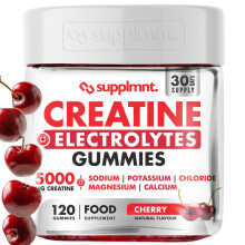 Supplmnt. Creatine Gummies with Electrolytes, 5000mg Creatine Monohydrate, Cherry Flavour, 120 Gummies, Vegan, Gluten-Free, Non-GMO, Food Supplement,