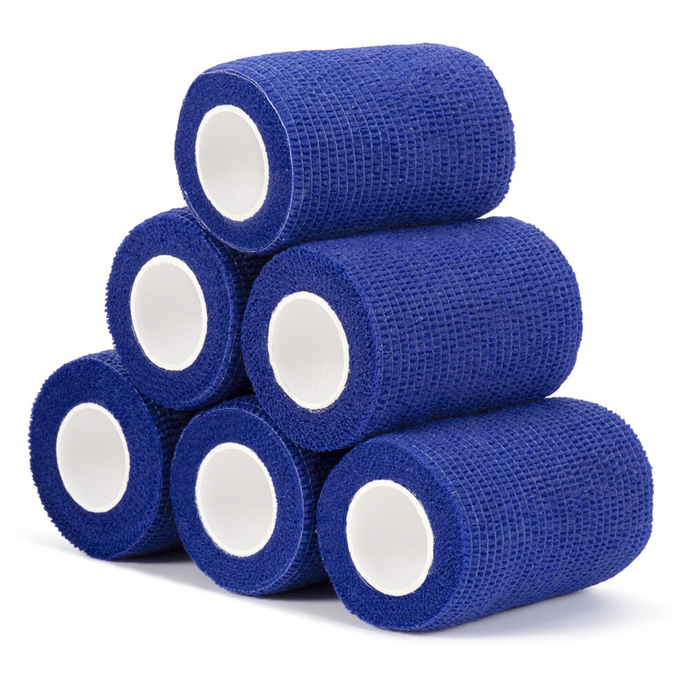Sagafly Cohesive Bandage Wrap 7.5Cm, Self Adherent Vet Wrap Self Adhesive Bandage Tape For Wrist & Ankle Breathable Elastic Pet Bandage Tattoo Grip Cover Blu