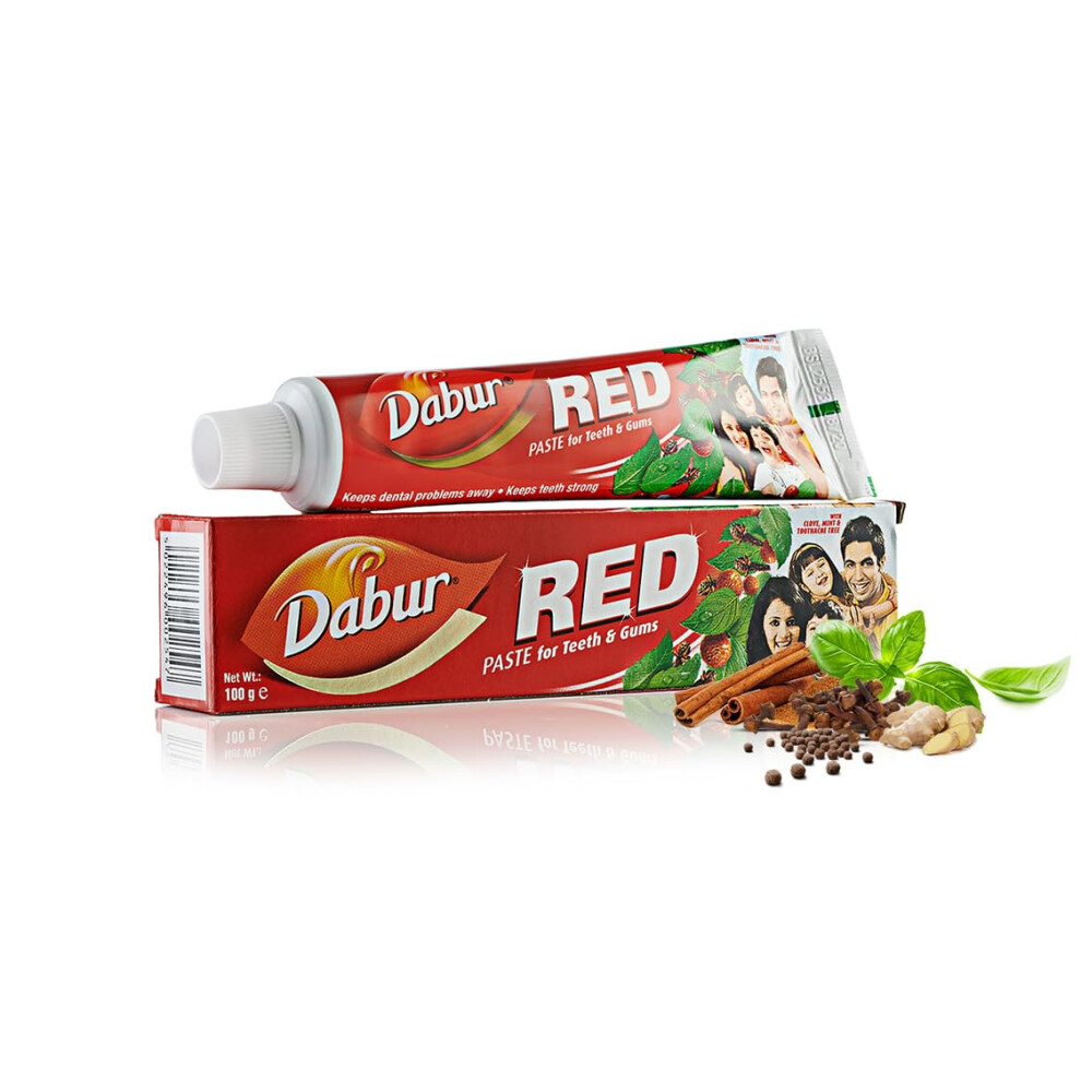 Dabur Red Herbal Toothpaste - 100G | For Naturally Healthy Strong Teeth & Gums | Formulation Infused With Ayurvedic Herbs | For Fresh Breath & Bright