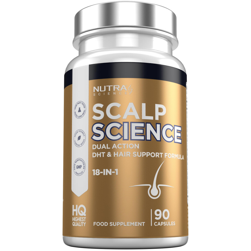 Nutra Science Scalp Science Advanced Dht Blocker Tablets Hair Growth Vitamins For Men And Women Â 10,000Mcg Biotin + Pumpkin Seed & Nettle Root Â 90 Vegan Capsu