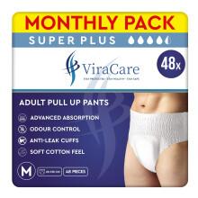 48 x Super Plus Incontinence Pants Women & Men | Adults Nappies | Advanced Absorption and Soft-Stretch Waistband | Adults Pull Up Pants | Waist Size