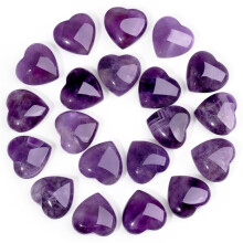 XIANNVXI 20 Pcs Amethyst Crystal Heart Stones Natural Amethyst Crystal Stones Healing Gemstones Reiki Purple Crystals Amethyst Gifts for Meditation B