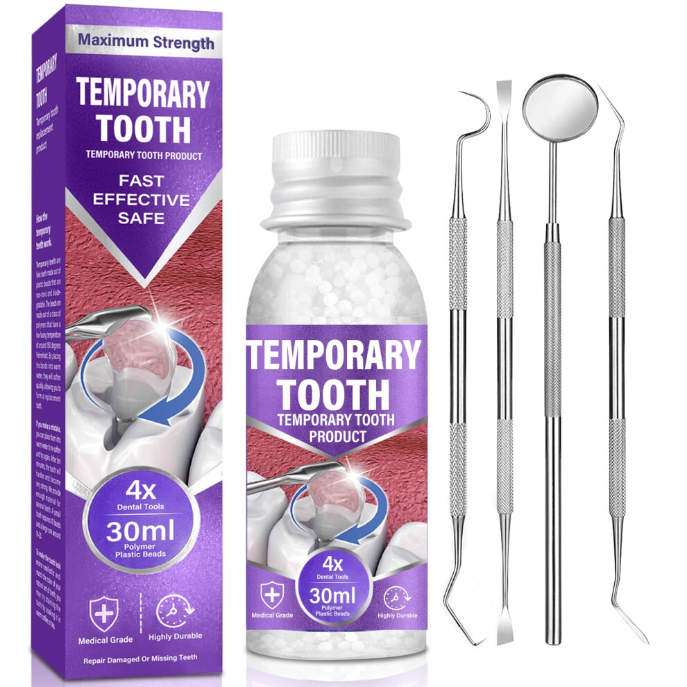 Vitacrazy Tooth Filling Repair Kit, Emergency Tooth Filling, Complete With 4 Applicator Tools To Repair Broken Teeth And Loose Caps At Home, 1 Count (Pack Of 1