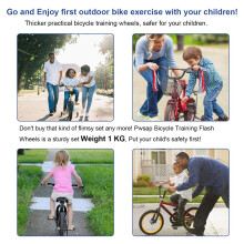 Pwsap Bicycle Training Flash Wheels, Children's Bike Stabilizers Support Wheels Bike Steel Frame for 12 14 16 18 20 Inch Kids Riding Safety Equipment