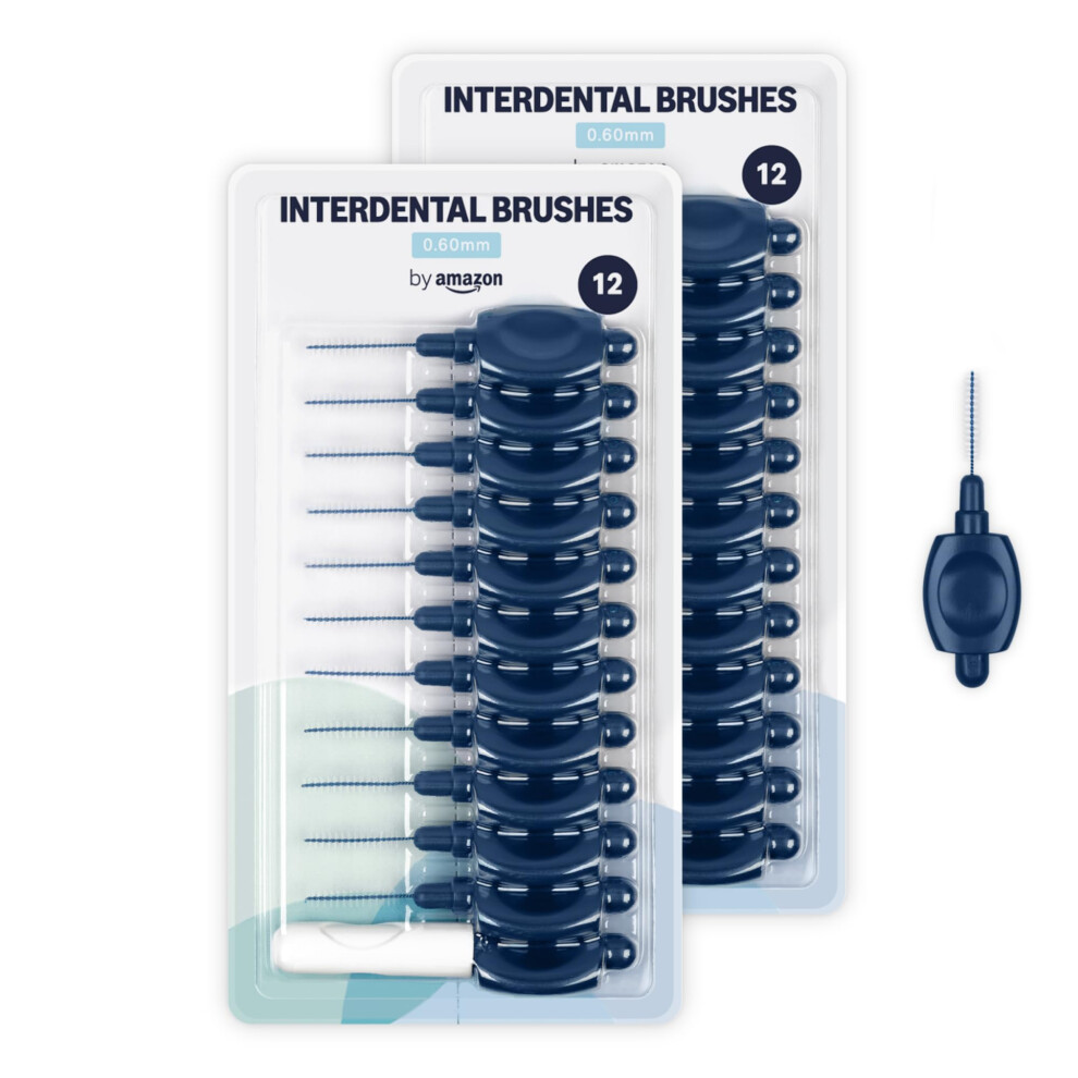 By Amazon Interdental Brush 0.60 Mm 24Pcs Â 2 Packs Of 12Pcs, Dark Blue