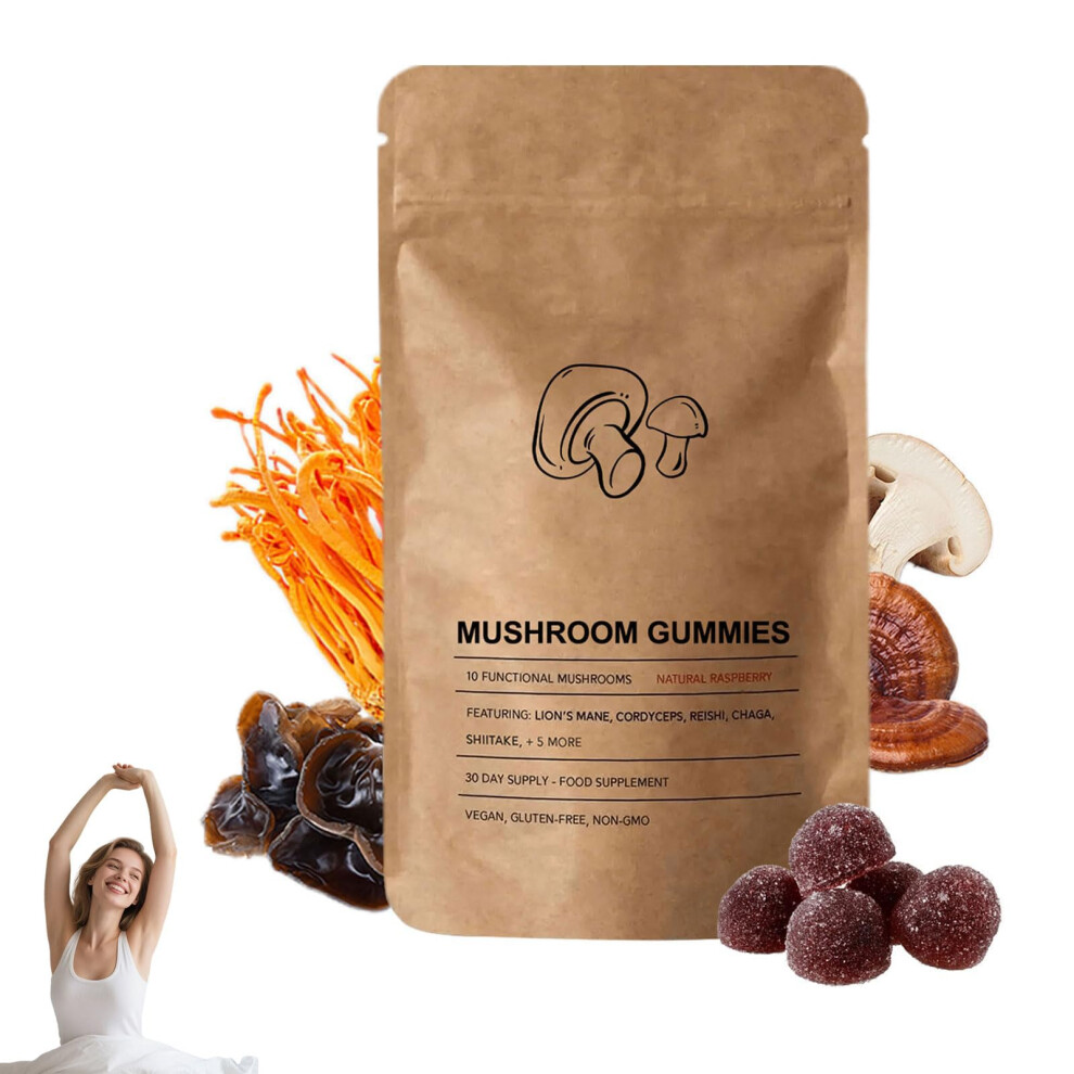 Vimaz 10 In 1 Mushroom Gummies High Strength 2500Mg, Mushroom Complex For Adult, 60 Vegan Gummies, Vegan Mushroom Gummies With LionâS Mane, Reishi, Chaga,