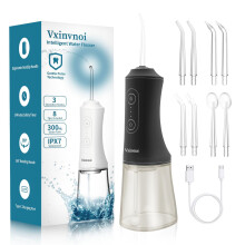Vxinvnoi Cordless Water Flosser,with Gentle Pulse Technology for Sensitive Gums,300ML Electric Flosser with 8 Adjustable Nozzles and 3 Modes for Oral