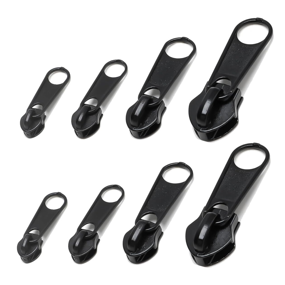 Jc.upin 8Pcs Zipper Pull Replacement,Zinc Alloy Zips For Sewing Assorted Sizes Uk Zip Puller,Detachable Zip Repair Kit,Extension & Fixing Pulls Rescue For Re