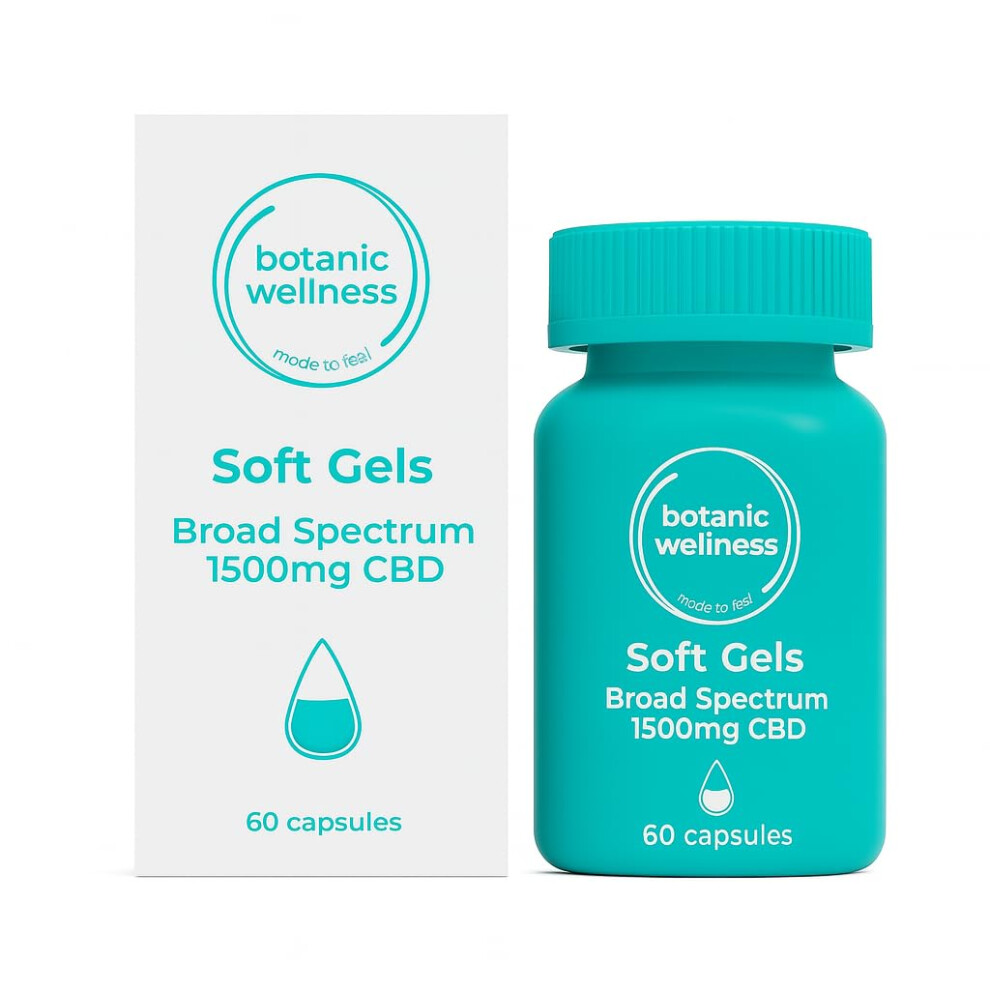 Botanic Wellness Cbd Gel Capsules 1500Mg (60 Soft Gels) Â 25Mg Per Capsule Â Gluten-Free Â Cbd Food Supplement Â Uk Tested & Manufactured