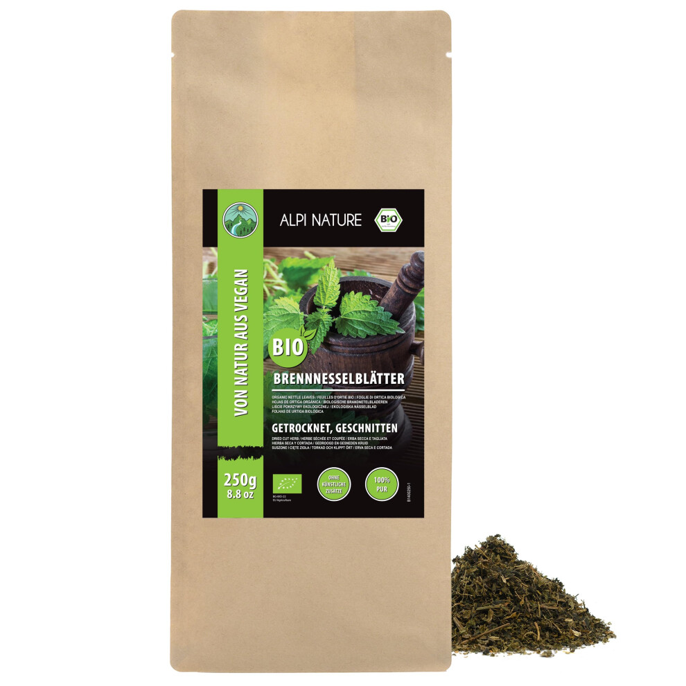 Alpi Nature Organic Nettle Tea 250G 8.8 Oz, Dried And Cut Nettle Leaves, Loose Leaf Tea