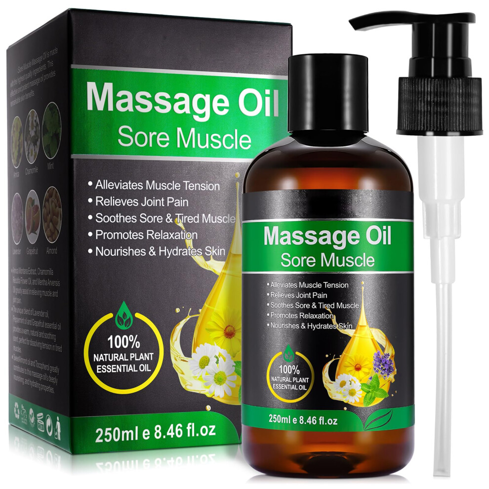 Osncg Massage Oil 250Ml For Sore Muscle Relief, Soothing Blend With Menthol For Relaxation & Post-Workout Care Â Lightweight, Fast-Absorbing Massage Oil F