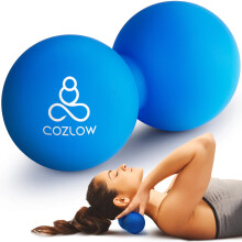 Double Lacrosse Silicone Massage Ball - Cobalt Blue - Peanut Trigger Point Roller for Mobility, Deep Tissue Therapy, Myofascial Release - Ergonomic A