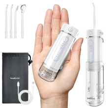 WAFLOO Water Flosser Travel Mini Cordless Portable: 5 Modes Water Dental Floss with Telescopic Water Tank, 4 Tips, IPX7 Waterproof Oral Irrigator for