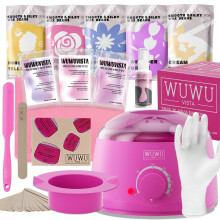Waxing Kit, WUWUVISTA Hair Removal Hard Wax Kit with Wax Melt Warmer & Waxing Beads for Women & Men - Professional at home Wax Pot for Face/Brazilian