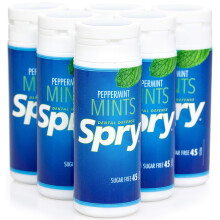 Spry Xylitol Peppermint Sugar Free Candy - Promote Oral Health, Increase Saliva Production, Stop Bad Breath, Non-GMO, Gluten-Free, 45 Count (Pack of