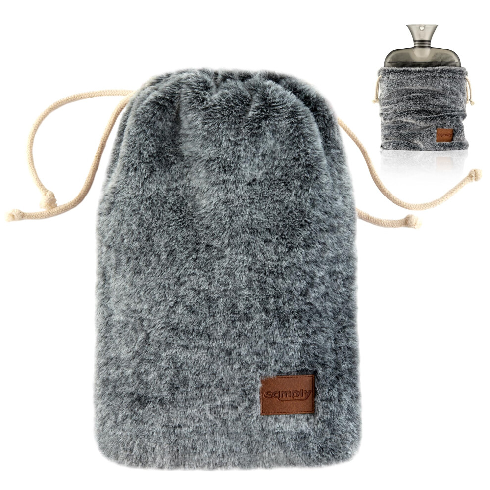 Samply Hot Water Bottle With Soft Cover, 2L Hot Water Bag For Menstrual Cramps, Neck And Shoulder Pain Relief, Hot Compress, Hand Feet Warmer, Grey