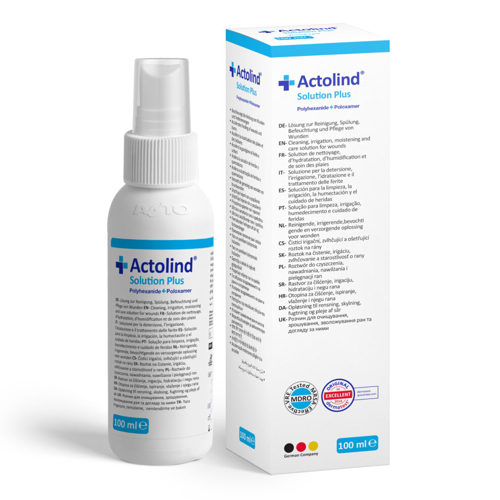 Actolind Solution Plus Â Antiseptic Solution For Wound Irrigation And Moisturising Care Of Acute, Chronic And Infected Wounds | Ce Class Iii Medical