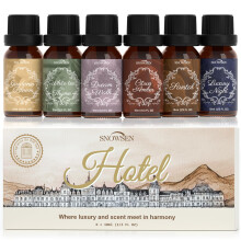 SNOWSEN Hotel Diffuser Oil Set Collection —White Tea & Thyme,Santal, Luxury Night, Gardenia Bloom, Dream Walk, Citrus Amber, Essential Oils for Diff