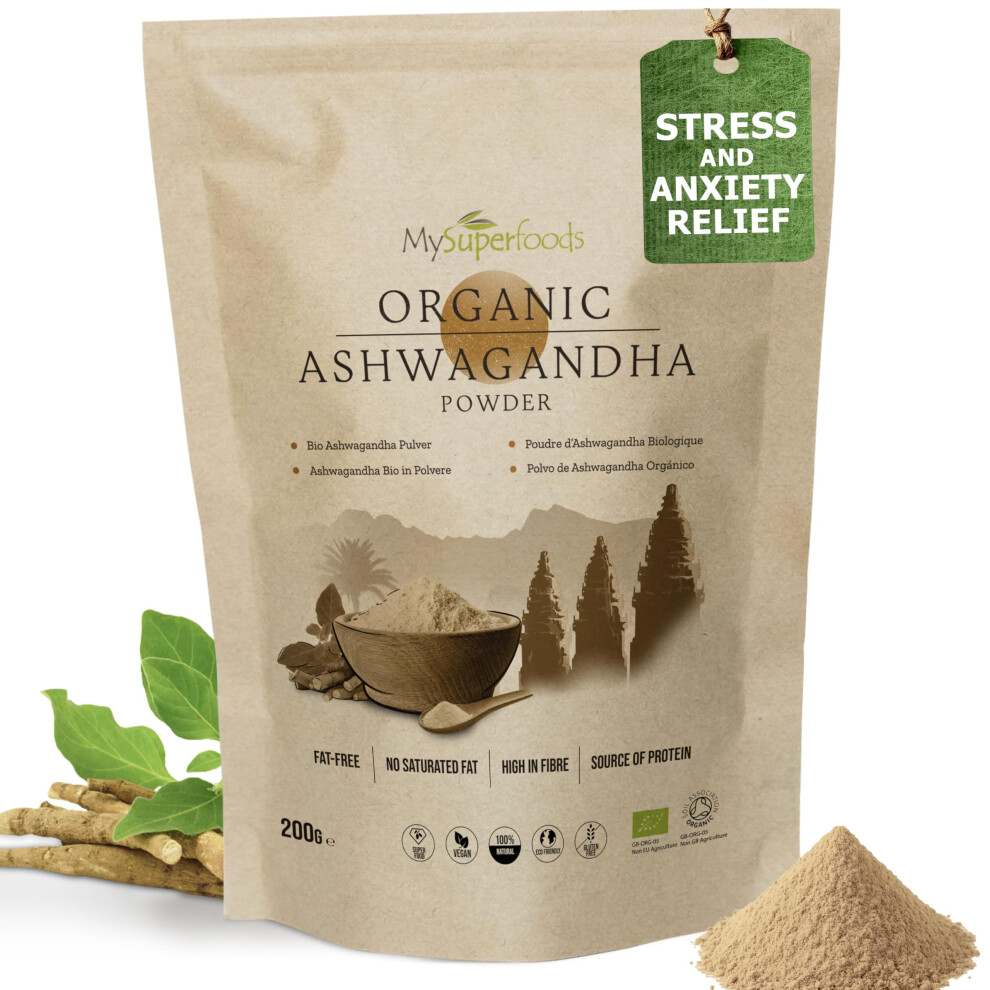 Mysuperfoods Organic Ashwagandha Root 200G | Vegan | Gluten Free | Non-Gmo | Superfood