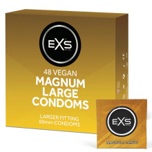 EXS Magnum Large Condoms (48 Pack) Premium Latex Large Condom for Men with Non-Spermicidal Lube, Straight-Walled with Teat, PETA-Approved, Vegan, 3 Y