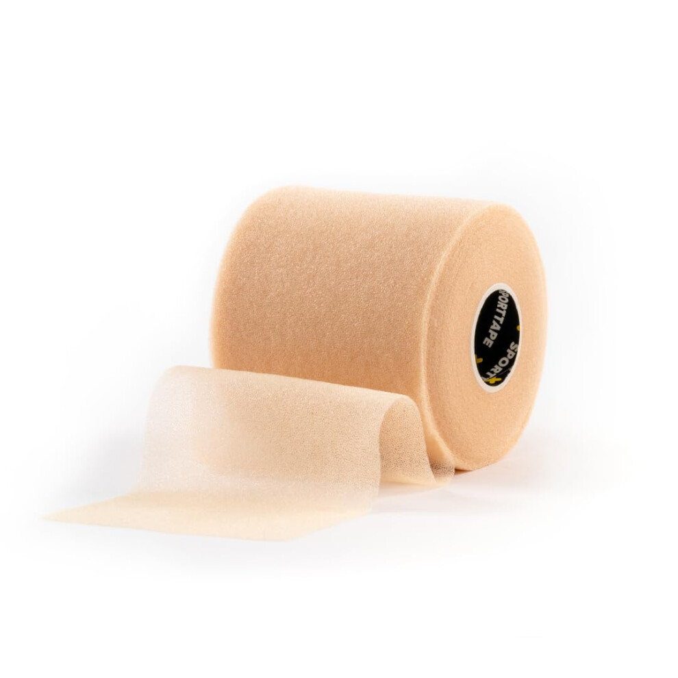 Sporttape Soft Foam Underwrap - Beige - 7Cm X 27M | Pre Wrap Sports Tape - Thin, Non-Adhesive, Hypoallergenic, Protective Foam Wrap | Football Hair B