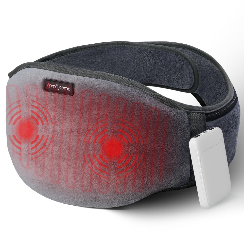 Comfytemp Cordless Heat Pad For Back Comfort, Portable Heating Back Massager Belt With 3 Heat Levels, 30 Mins Auto-Off, Rechargeable Wearable Heated