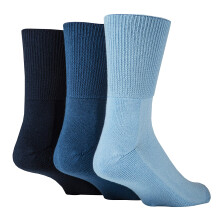 IOMI Footnurse - 3 Pack Unisex Extra Wide Bamboo Diabetic Socks | 4 Sizes | For Swollen Feet & Legs | Smooth Toe Seam | Cushioned Foot (12-14 UK, Blu