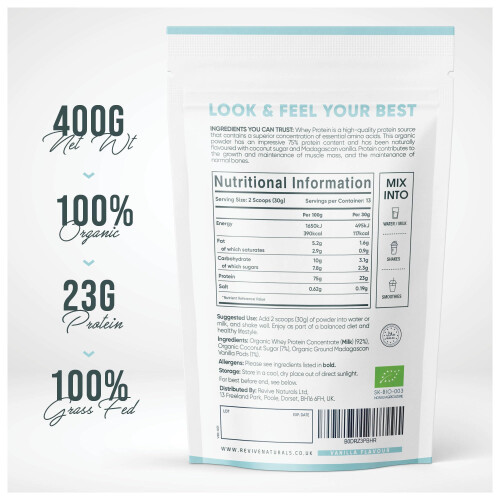 Organic Whey Protein Powder 400g (Vanilla Flavour) – Grass Fed 1