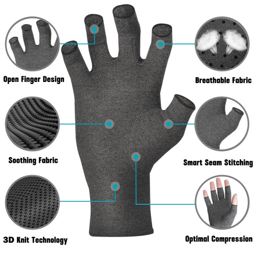 SUPERFA 2 Pairs Compression Gloves for Women and Men, Bamboo 1