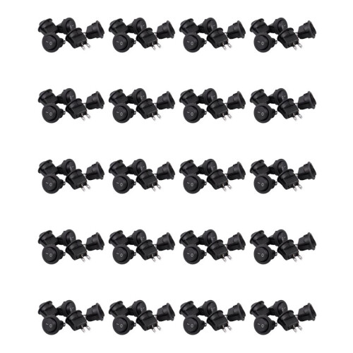 100Pcs SPST Black Button /Off Round Rocker  AC 6A/250V 10A/125V