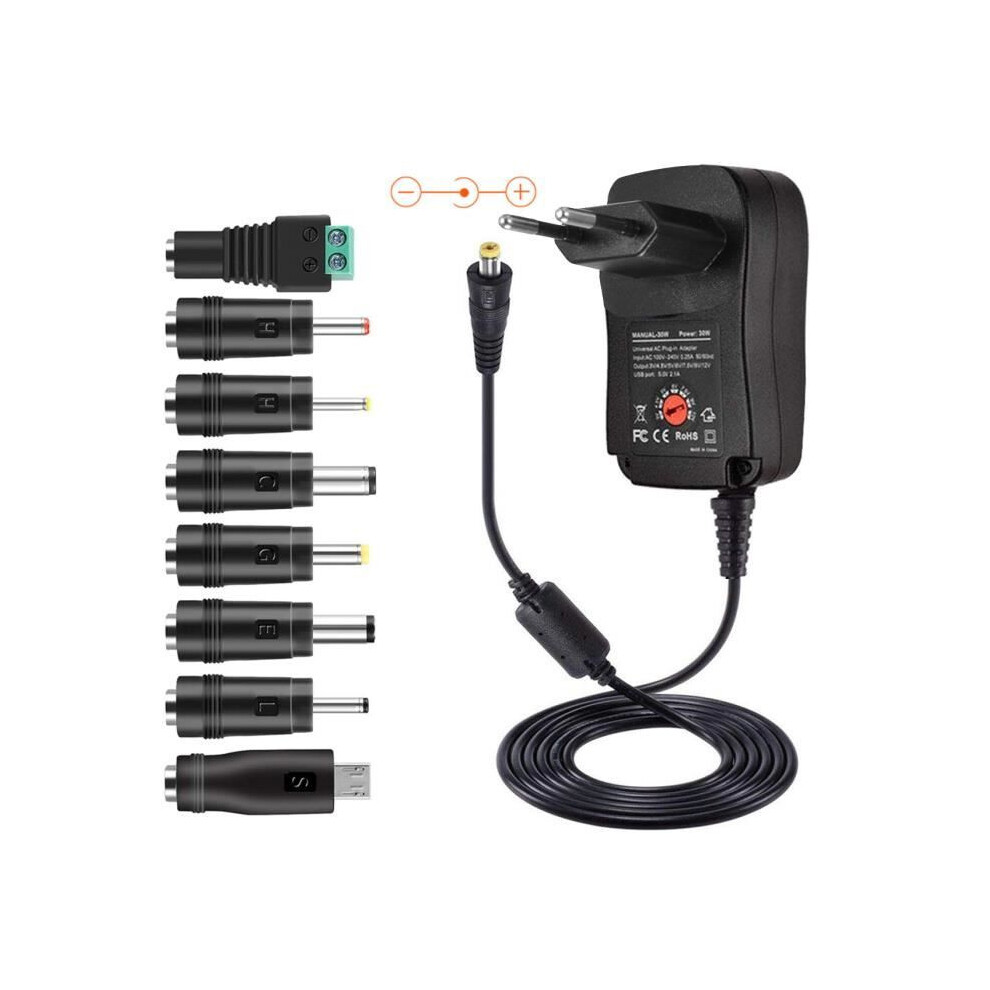 30W Universal Power Adapter 3V / 4.5V / 5V / 6V / 7.5V / 9V / 12V Multi-Voltage Charger Converter - Eu 6485316066041