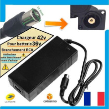 Chargeur de vélo électrique 36 V RCA 42 V pour batterie 36 V [Connexion RCA À VÉRIFIER AVANT L'ACHAT]