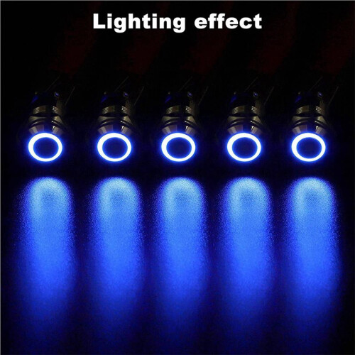20PCS 12mm Latching Push Button  High Round Cap, Waterproof Metal Push Button  with 12V/24V  Light 2