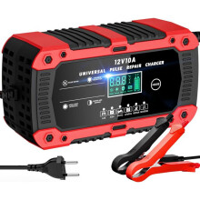 12V 10A LiFePO4 Car Battery Charger, Smart Battery Charger for Cars and Motorcycles with LCD Screen and Automated Repair
