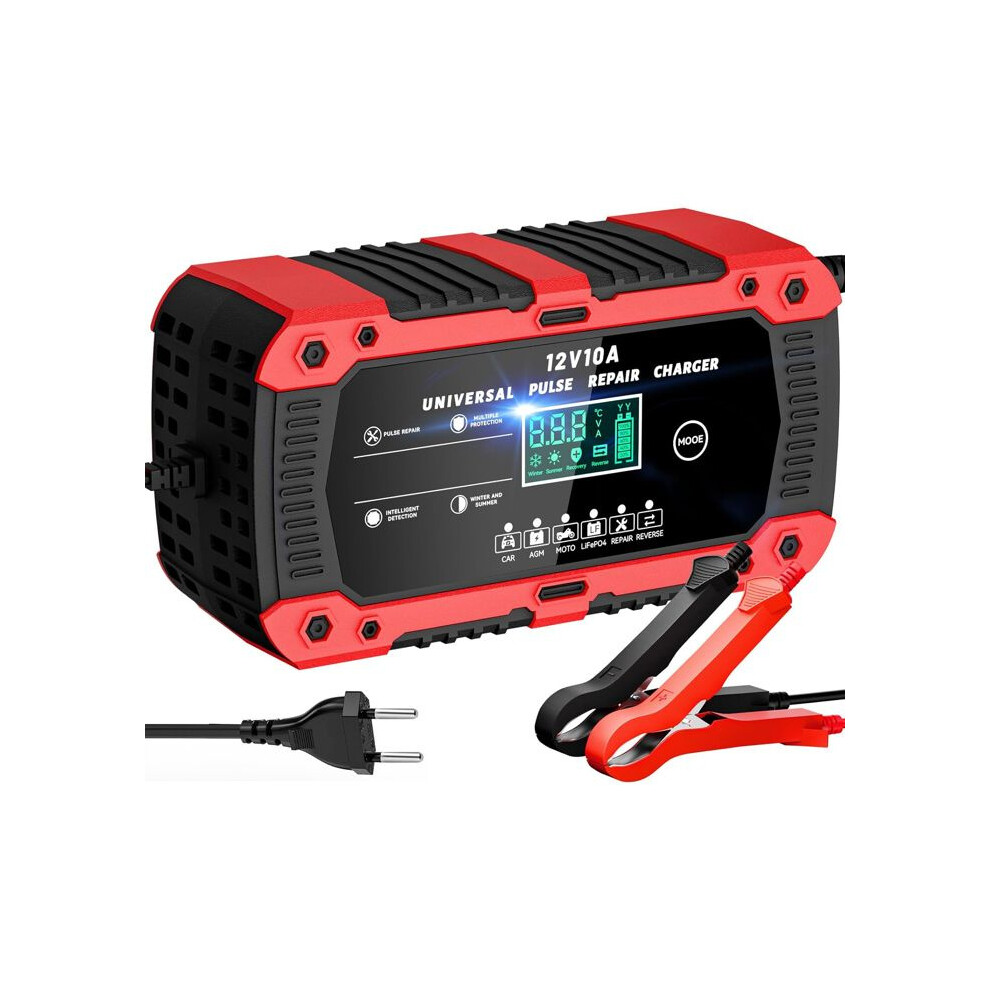 12V 10A Lifepo4 Car Battery Charger, Smart Battery Charger For Cars And Motorcycles With Lcd Screen And Automated Repair 6485316069660